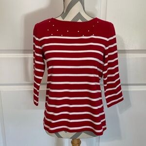 Karen Scott PL Red Striped Shirt